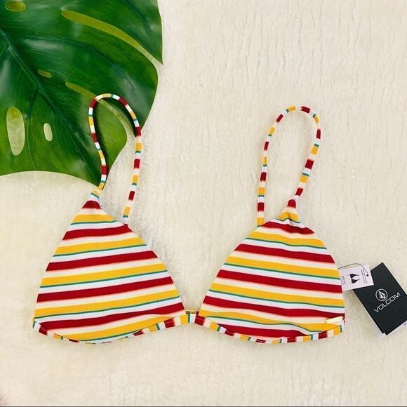 Volcom Stripe While Haute Triangle Bikini Top - Picture 1 of 16